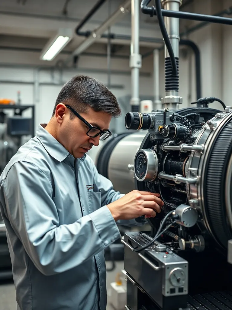 Specialized technician working on a complex unique machine i
